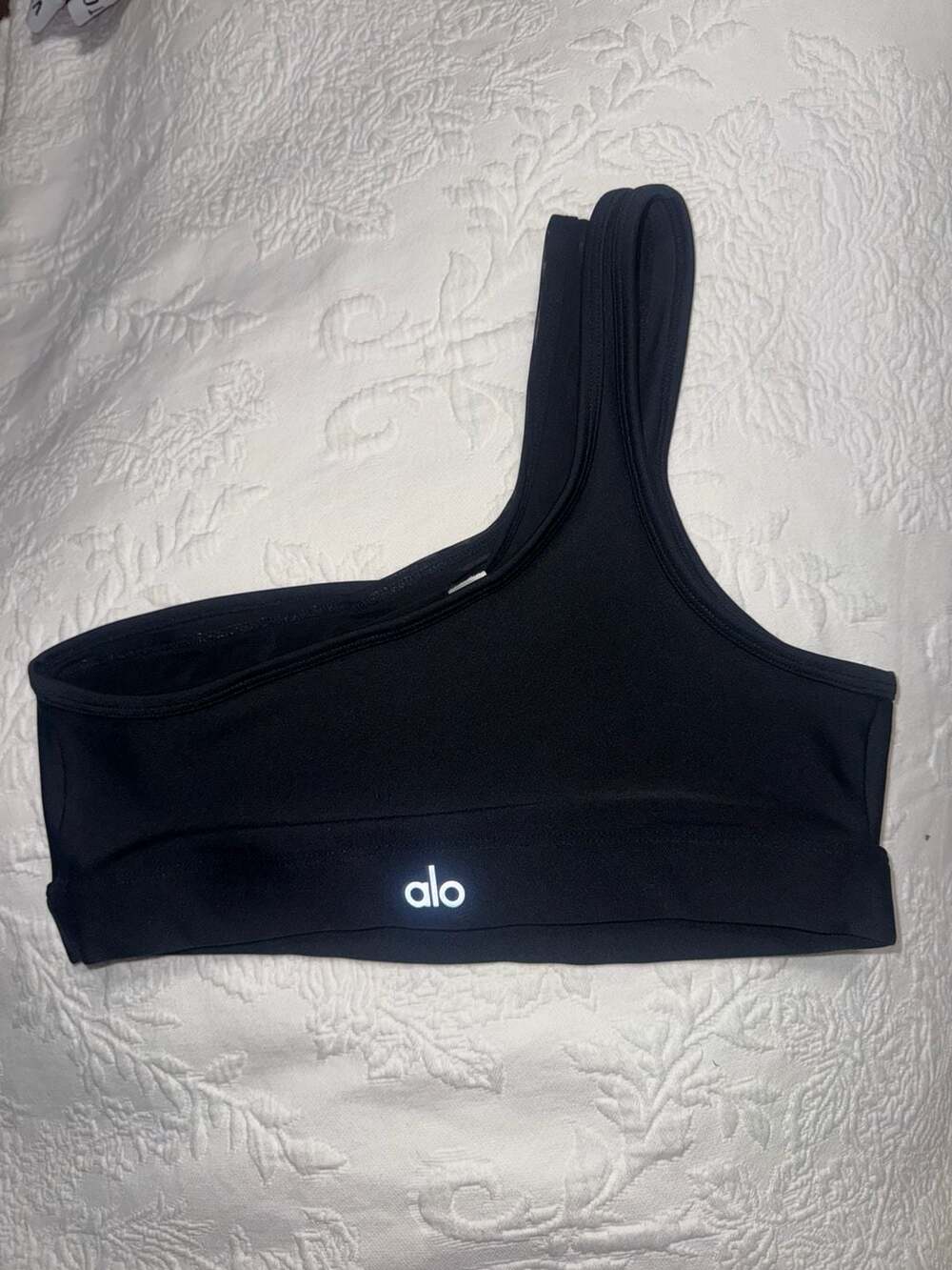 Alo Yoga Black One Shoulder Asymmetrical Sports Bra